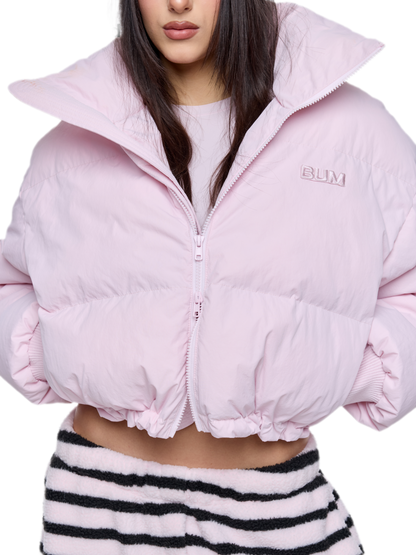 Pink Cropped Puffer Jacket