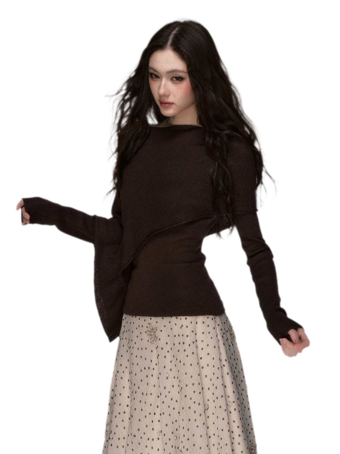 Stretch Shawl Cape Sweater