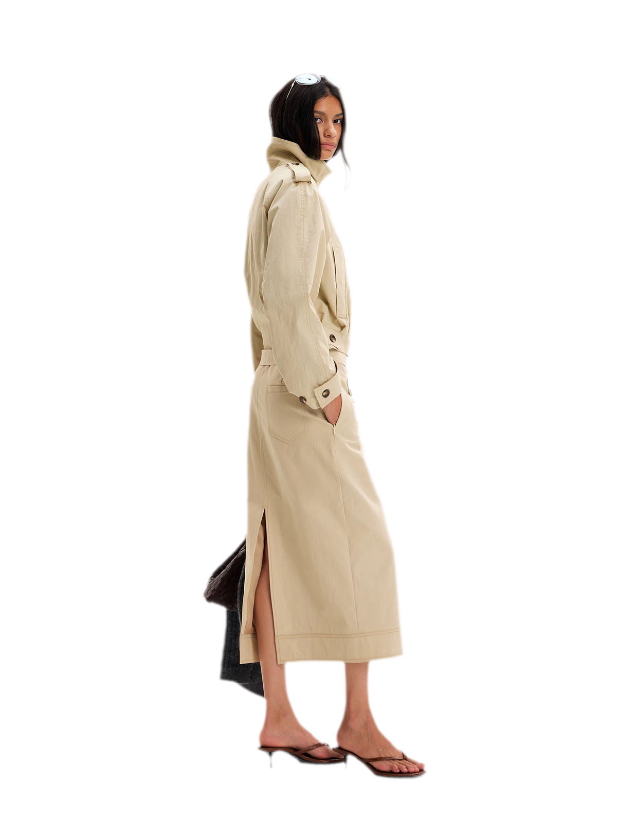 Structured High-Waisted Midi Skirt