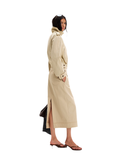 Structured High-Waisted Midi Skirt