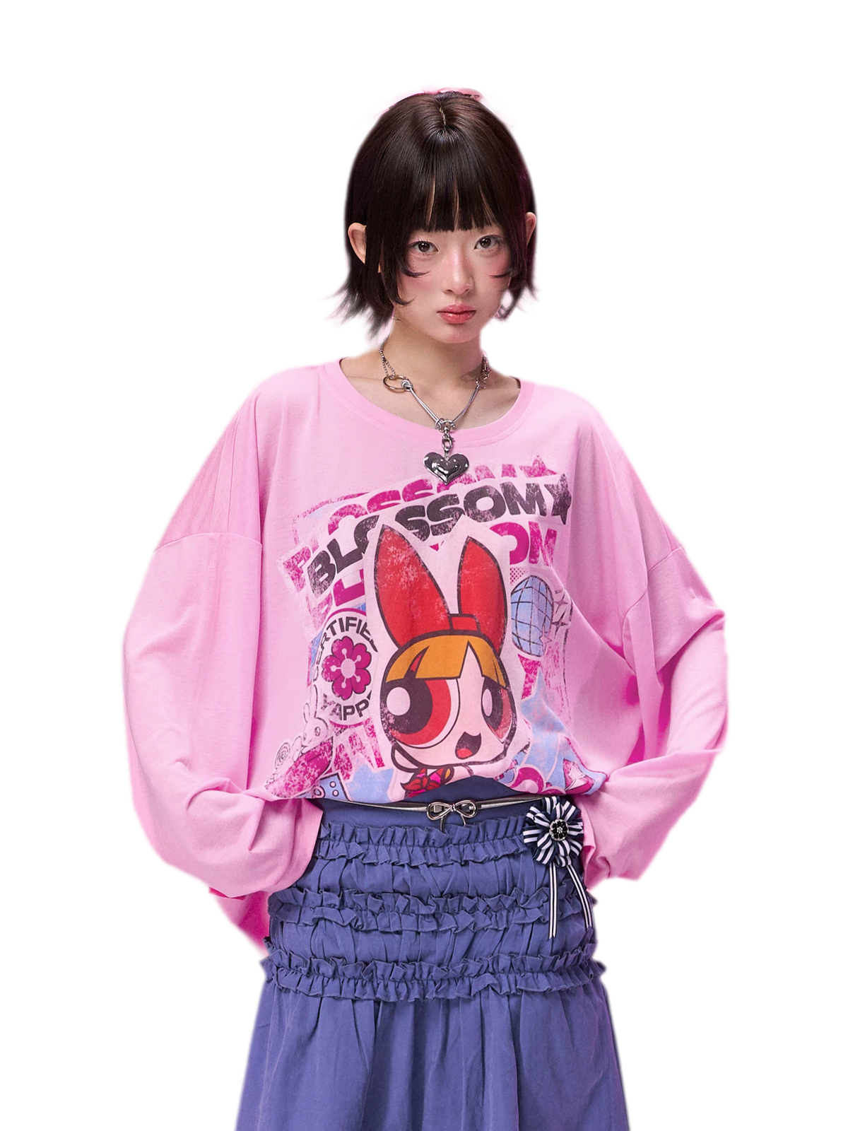 Distressed Print Long-Sleeve T-Shirt