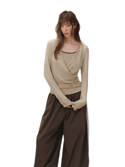 Cross Hooded Long Sleeve Top