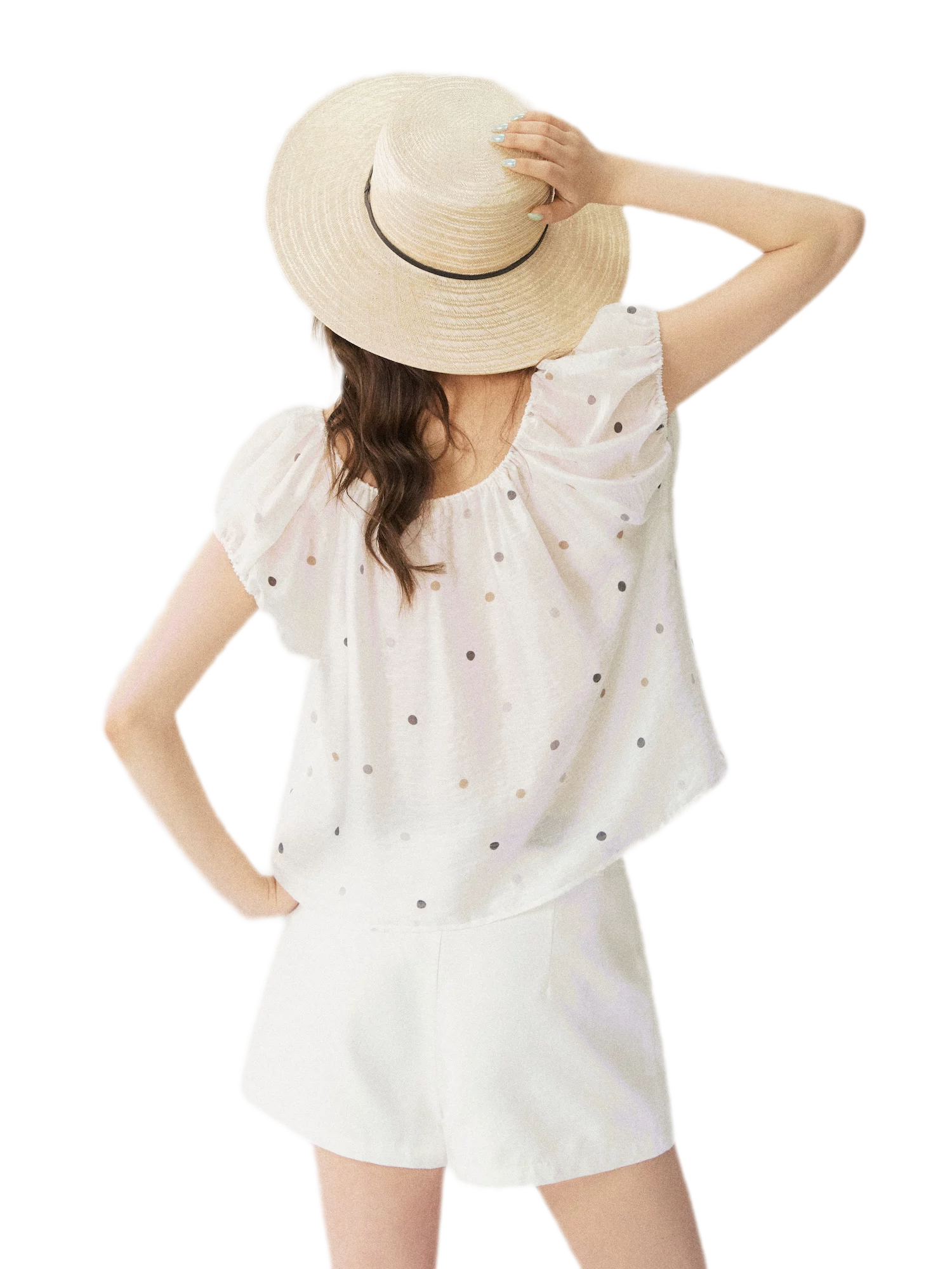 Polka Dot Puff Sleeve Top