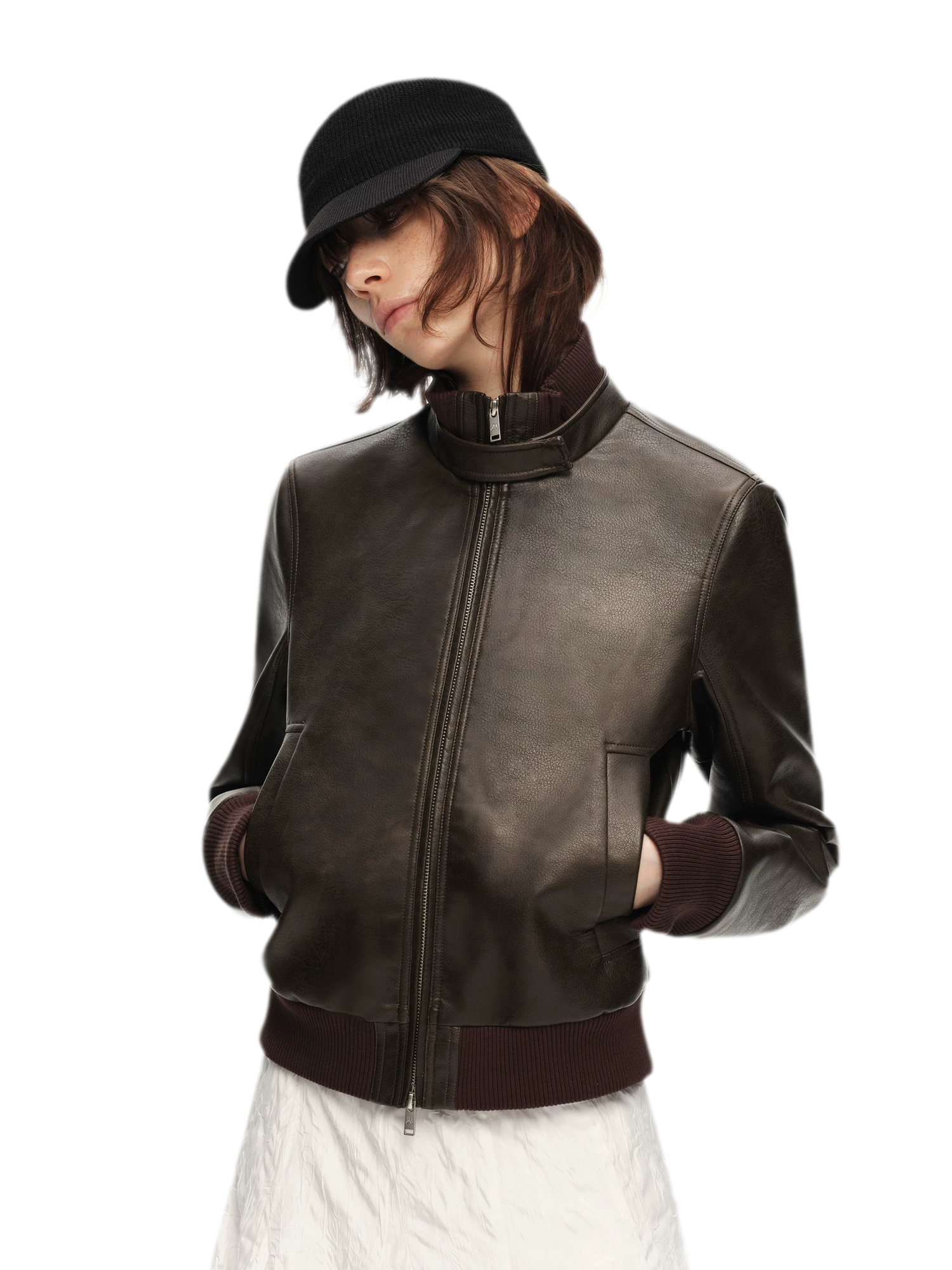 Matte Cropped Biker Jacket