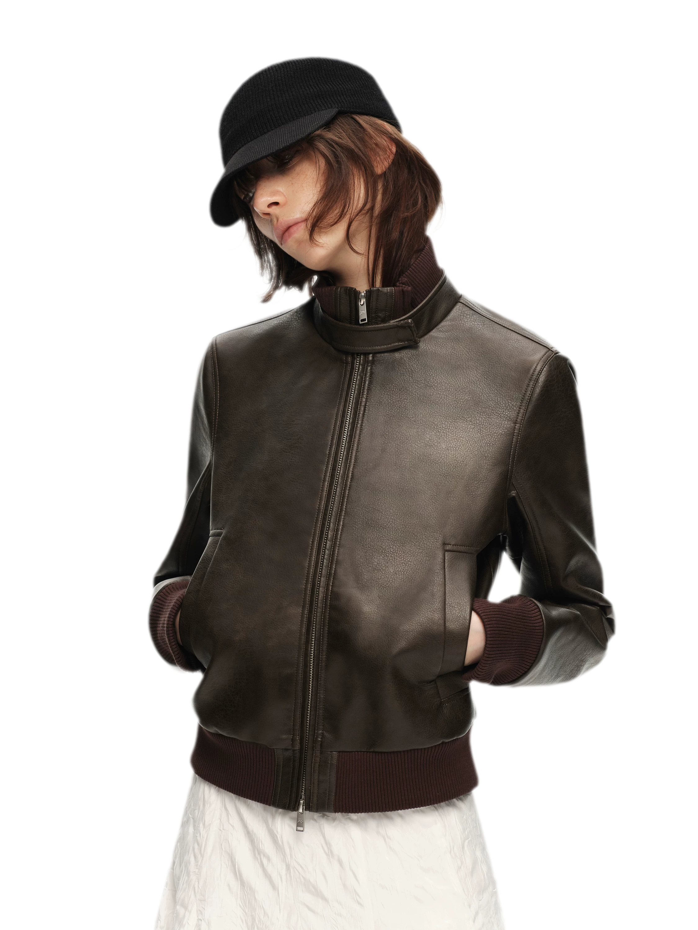 Matte Cropped Biker Jacket
