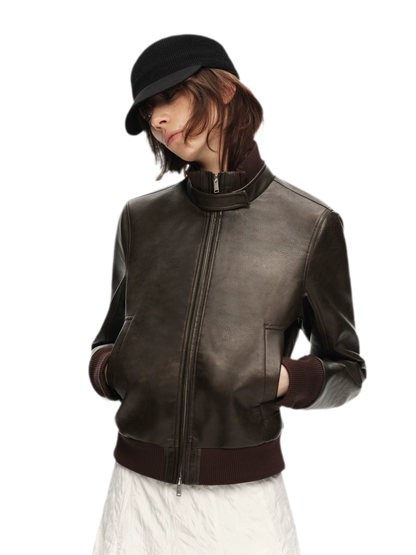 Matte Cropped Biker Jacket