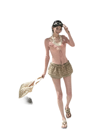 "Private Petals" French-style Sun Protection Cardigan