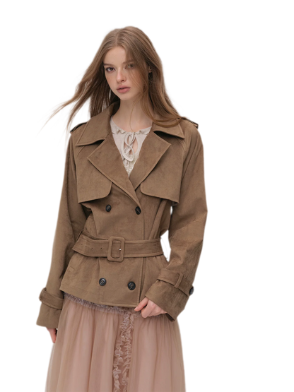 Brushed Belted Short Trench Jacket