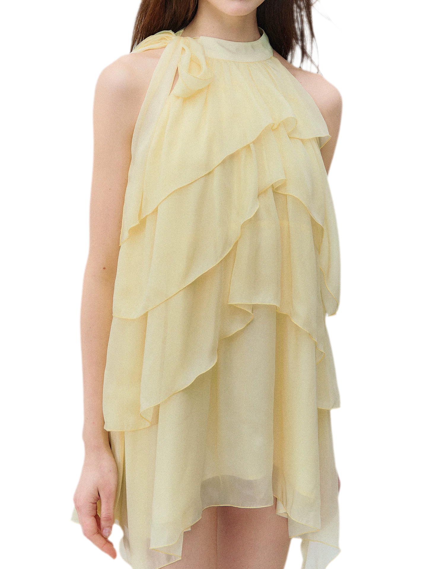 Midsummer Layered Ruffle Halter Sleeveless Dress