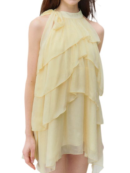 Midsummer Layered Ruffle Halter Sleeveless Dress