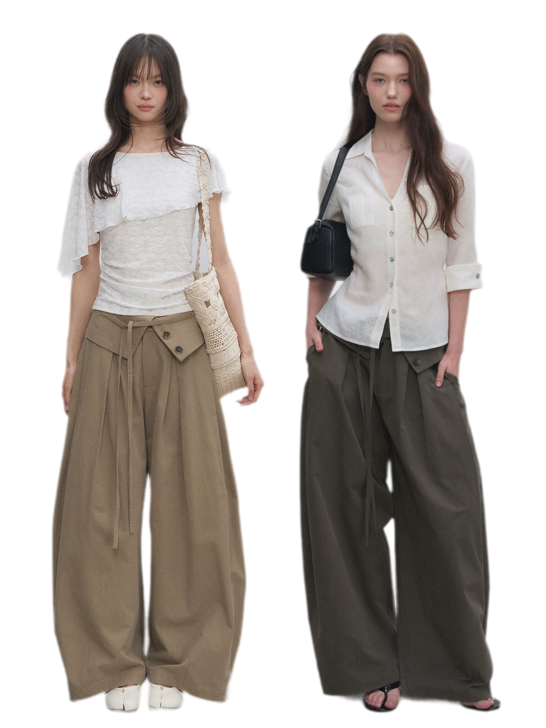 Lyocell Pleated Wide-Leg Trousers