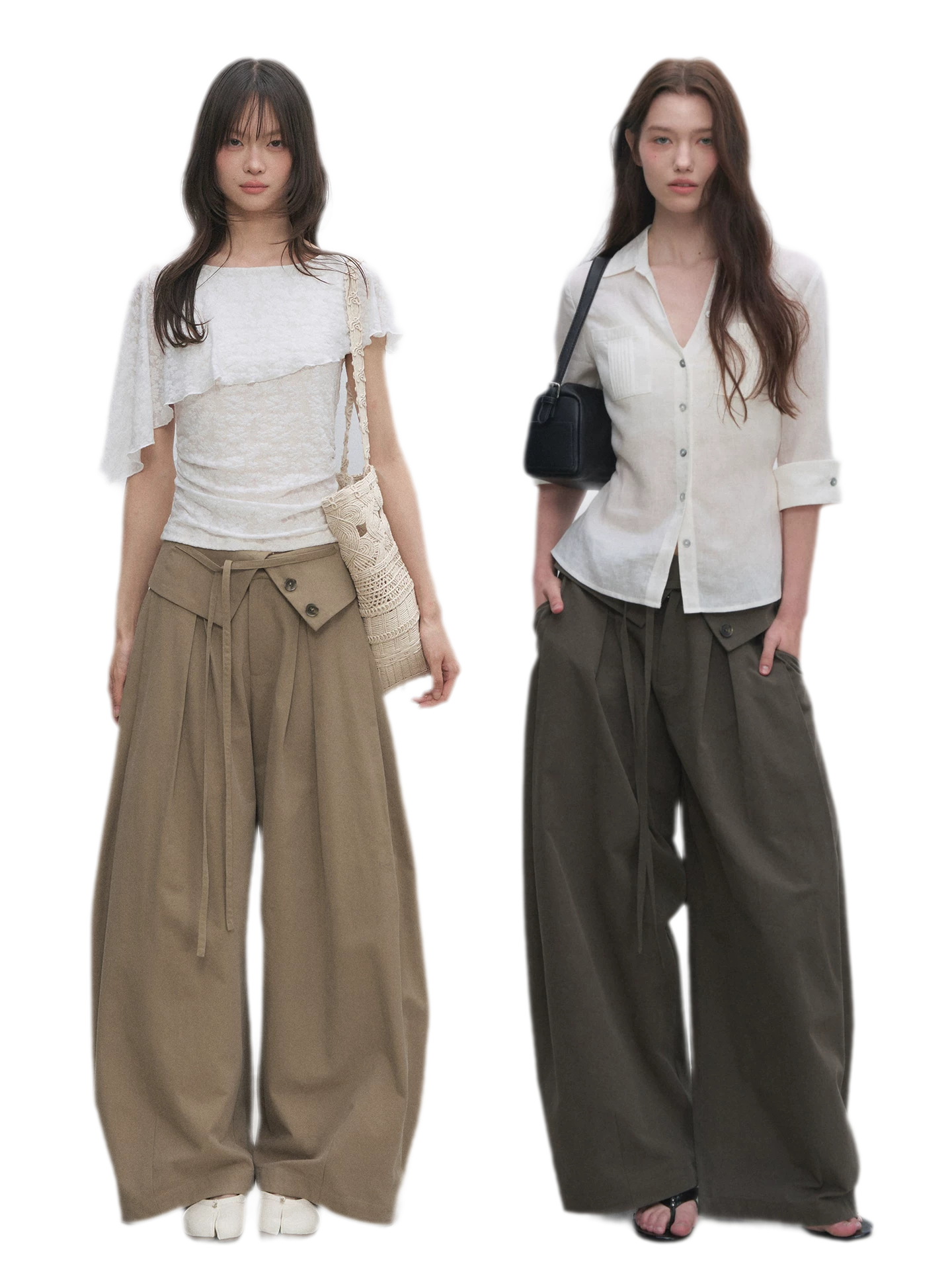 Lyocell Pleated Wide-Leg Trousers