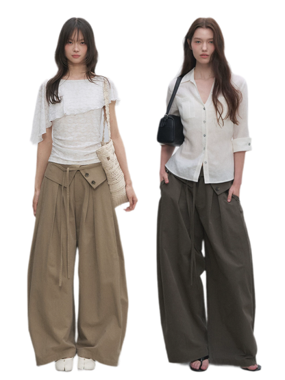 Lyocell Pleated Wide-Leg Trousers