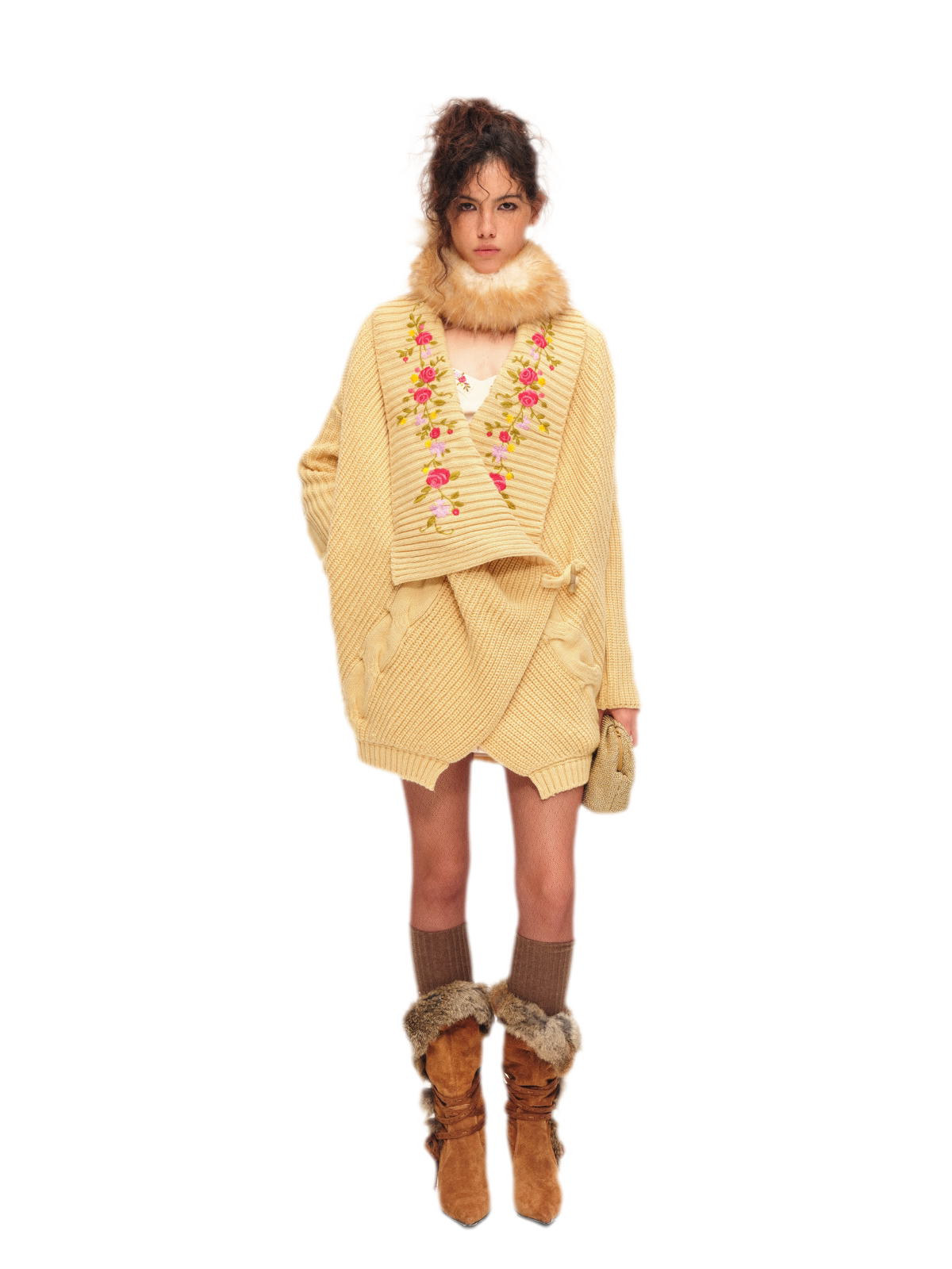 Bộ cardigan dệt kim thêu
