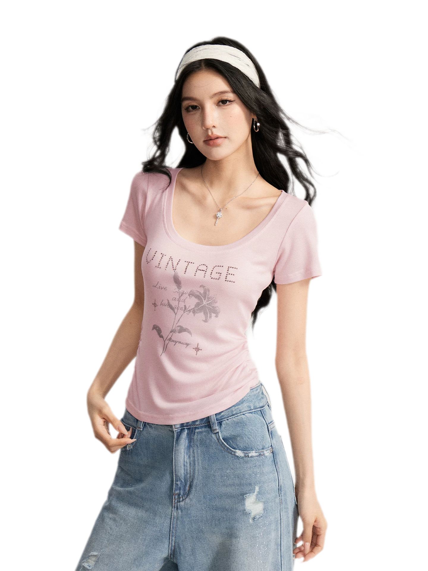 Floral U-Neck Tee
