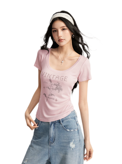Floral U-Neck Tee