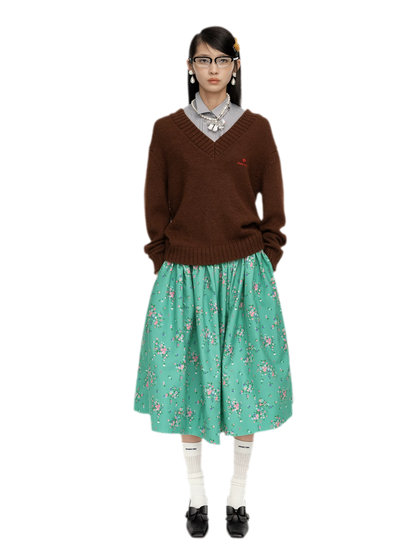 Wool Ribbed V-Neck Sweater