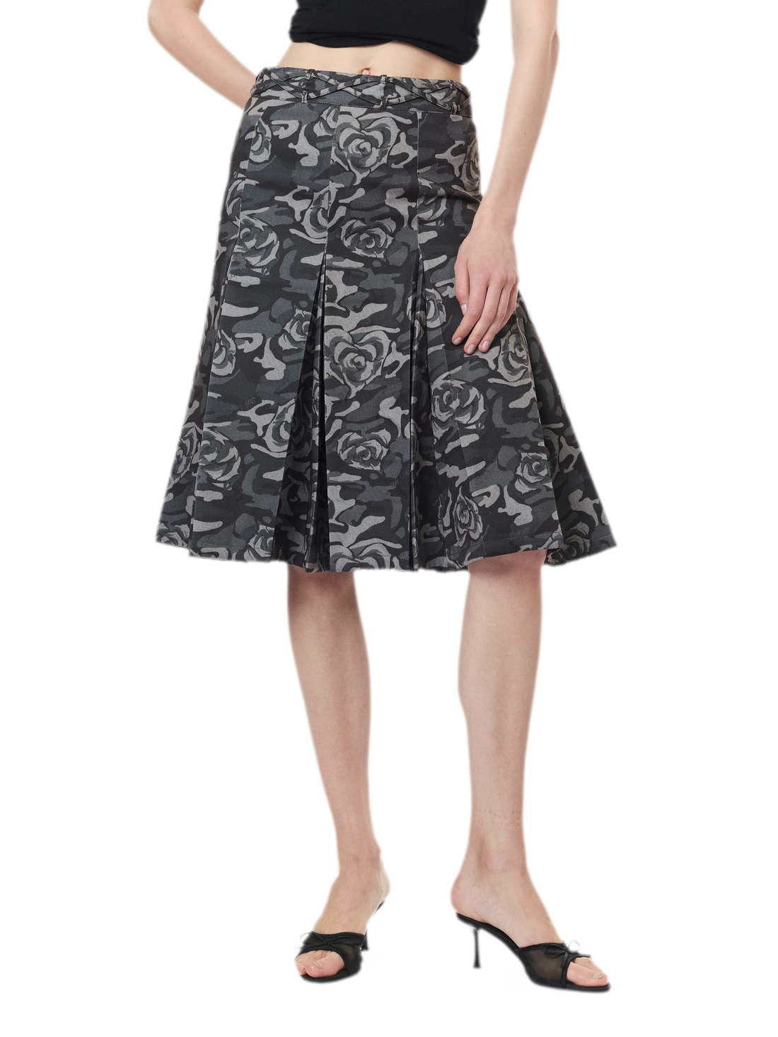Low Waist Pleated A-Line Skirt