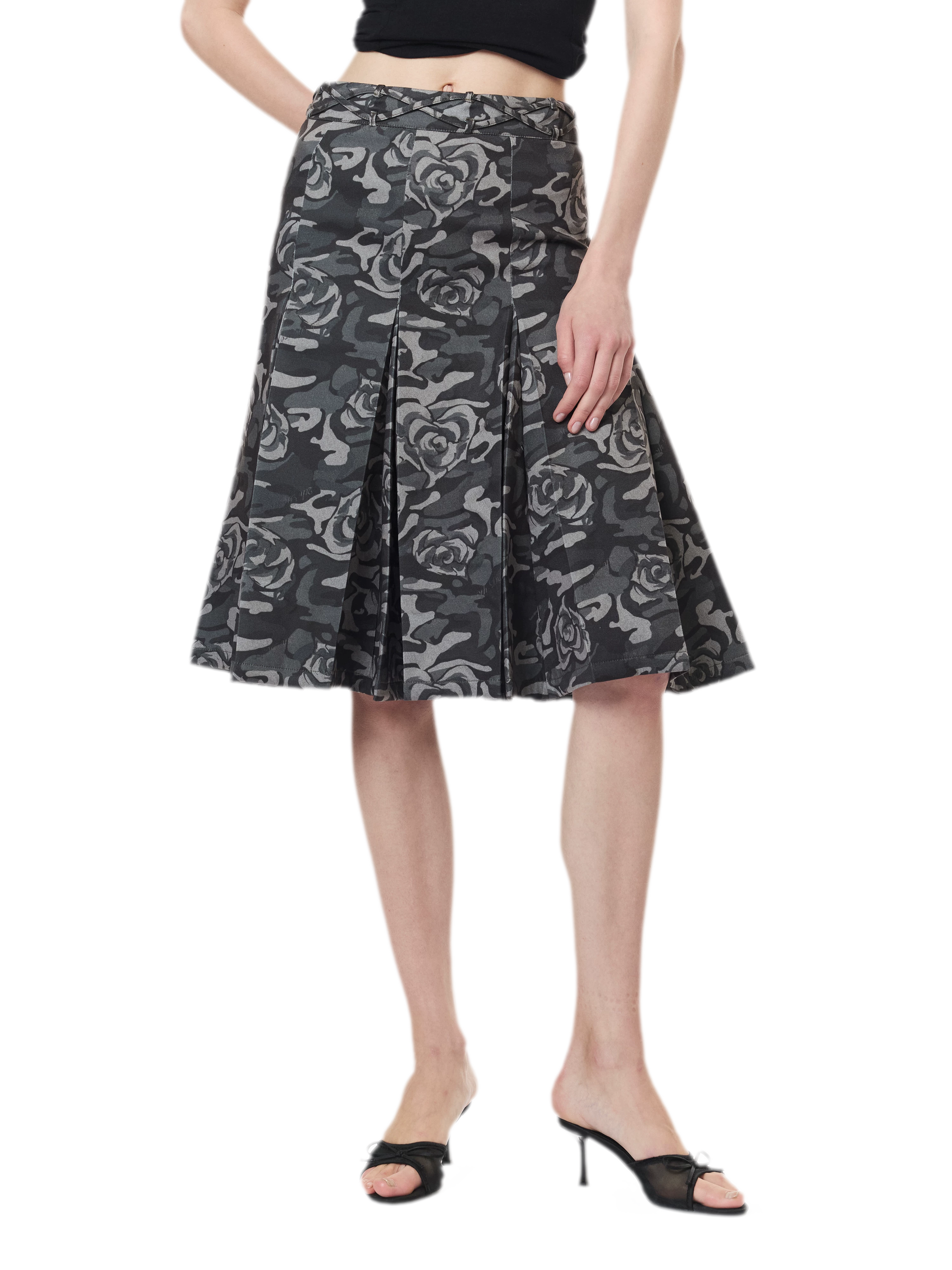 Low Waist Pleated A-Line Skirt