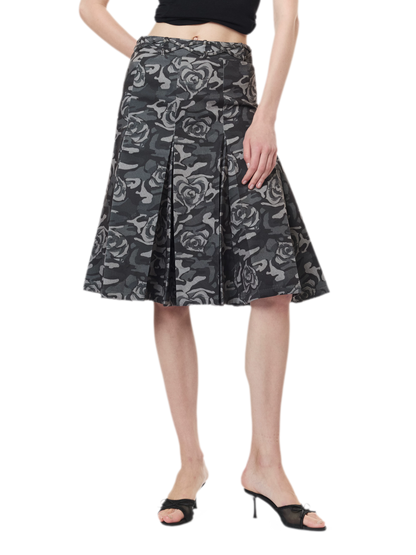 Low Waist Pleated A-Line Skirt
