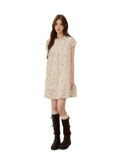 Embroidered Ruffle Dress