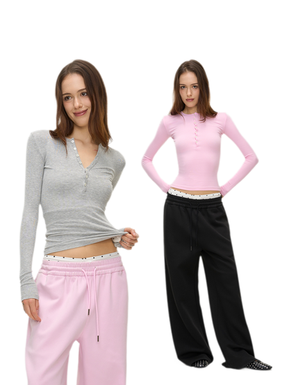 Ribbed Button Trim Set