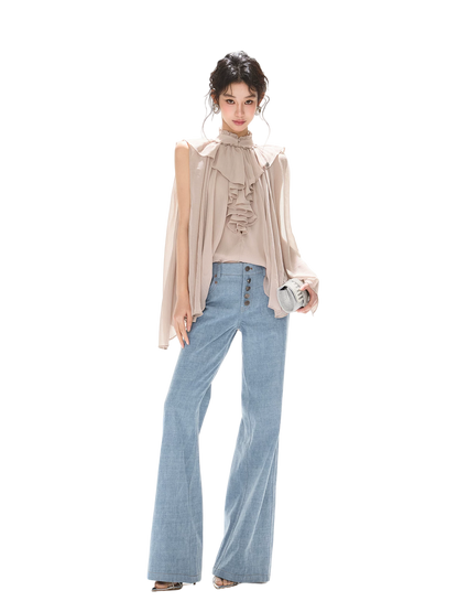 Lightweight Ruffle Collar Sleeveless Chiffon Blouse