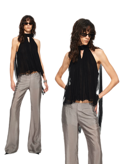 Tie Halter Chiffon Tank