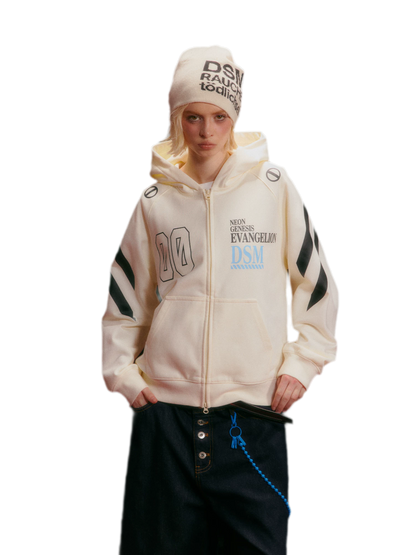 Screen-Printed Loose Hooded Sweatshirt