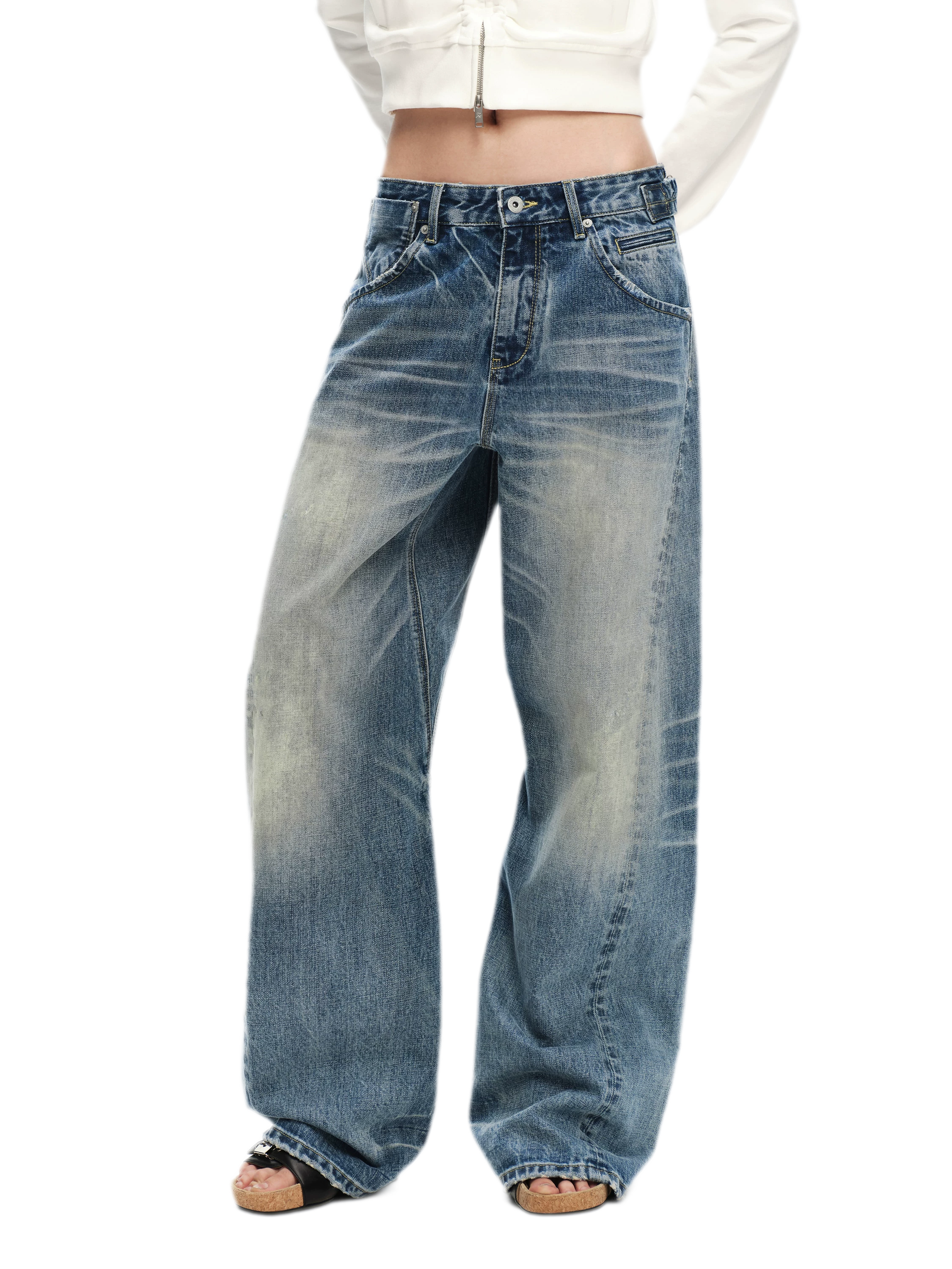 Vintage Washed Wide-Leg Jeans