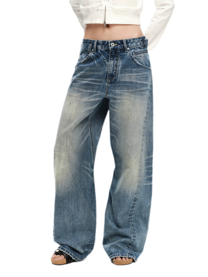 Vintage Washed Wide-Leg Jeans
