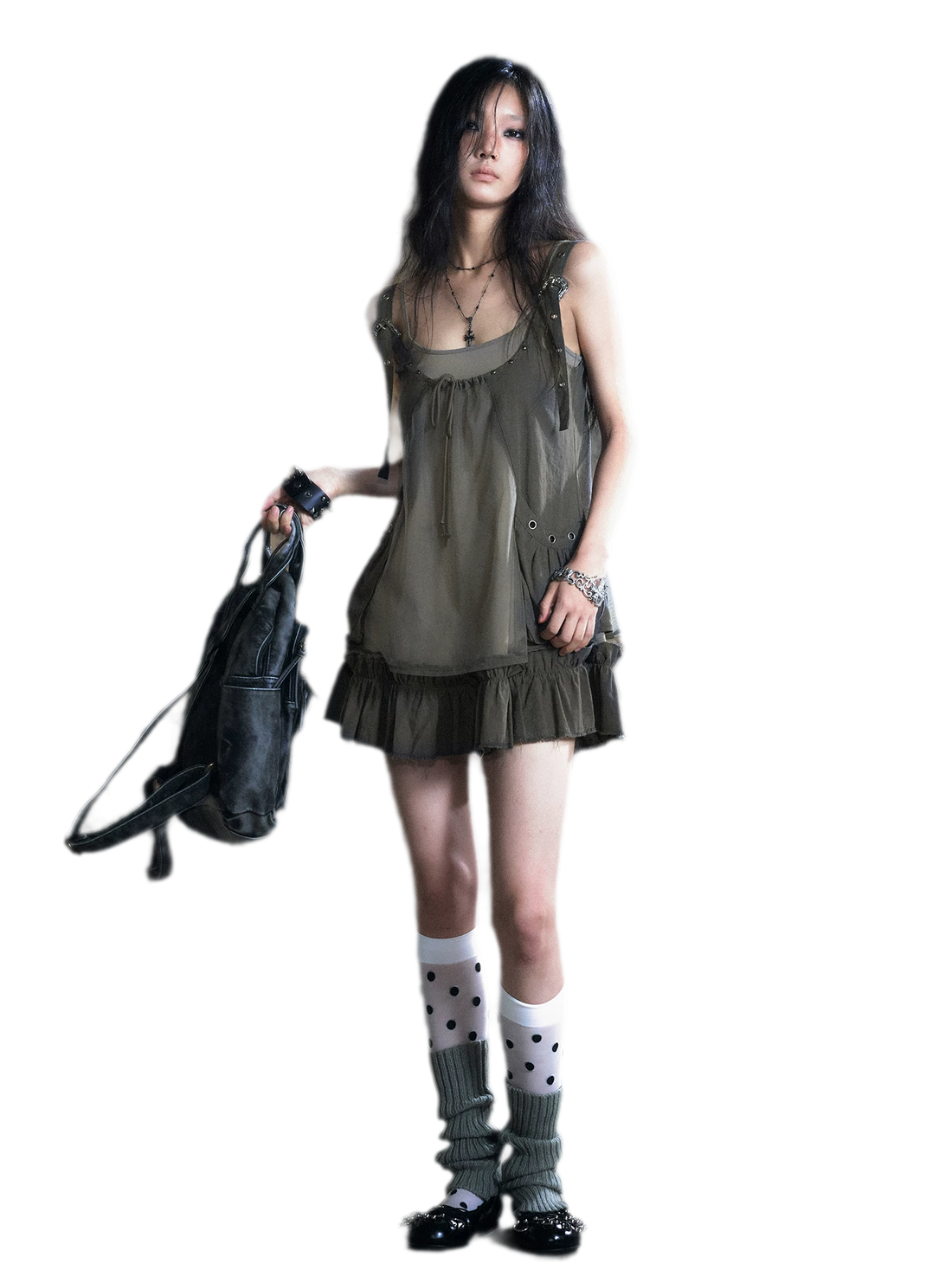 Mesh Layered Strap Dress