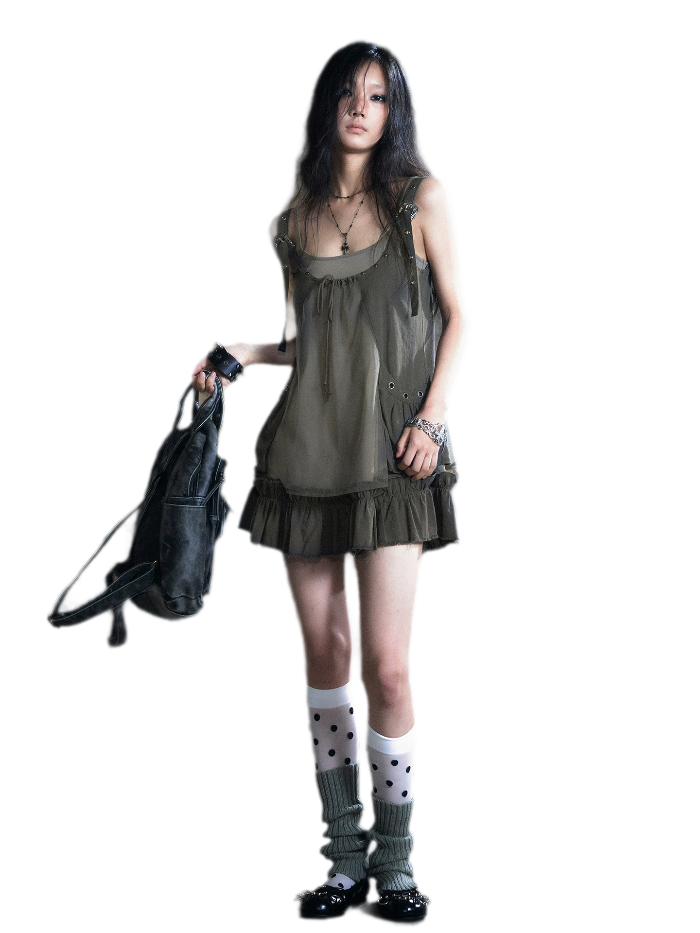 Mesh Layered Strap Dress