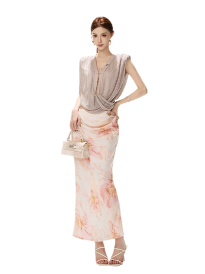 Floral Satin Mermaid Skirt