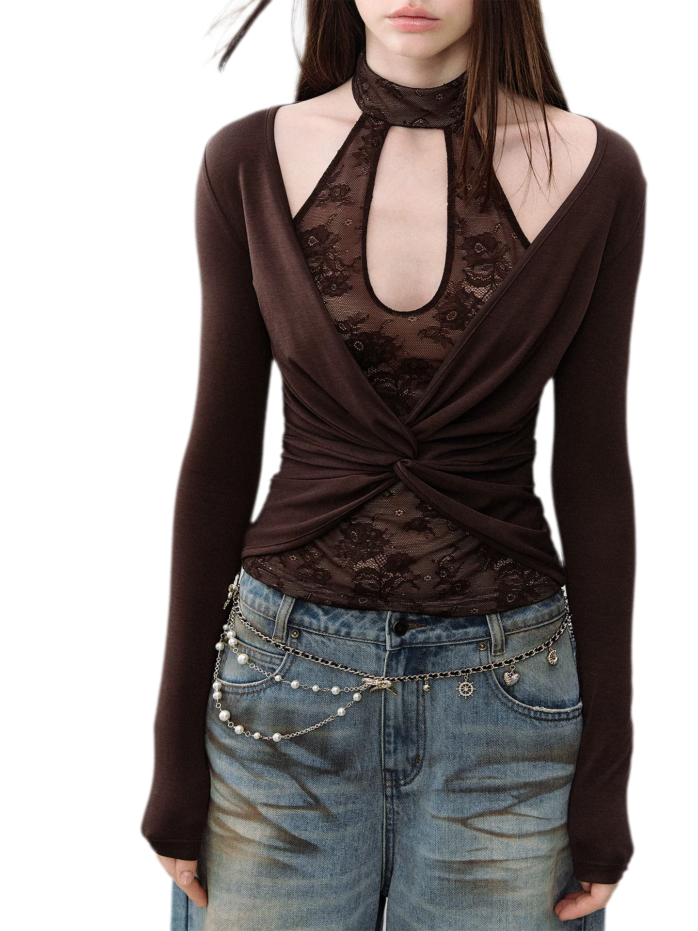 Sheer Lace Halter Top