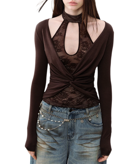 Sheer Lace Halter Top