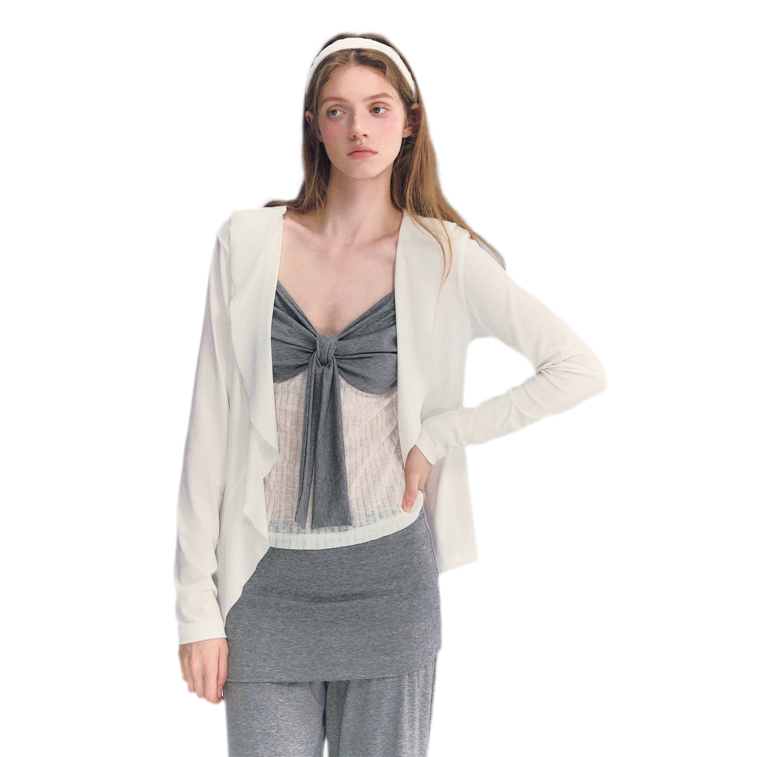 Ruffled Drape Knit Set