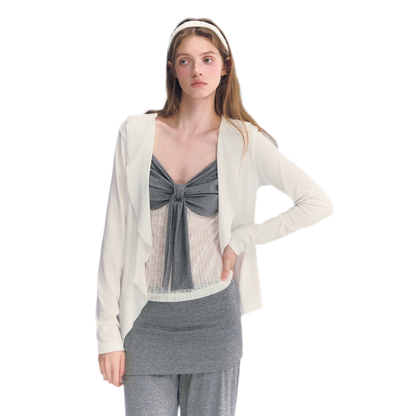Ruffled Drape Knit Set