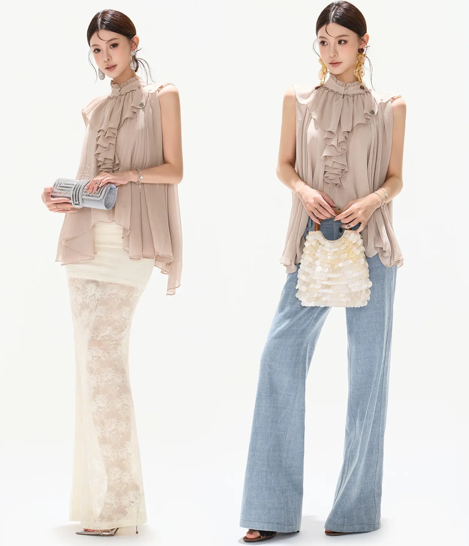 Ruffled Chiffon A-Line Top