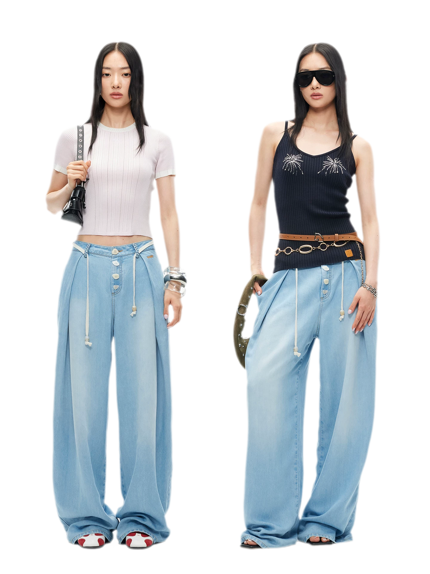 Tencel Denim Loose Wide-Leg Pants