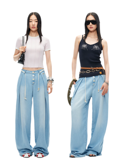 Tencel Denim Loose Wide-Leg Pants