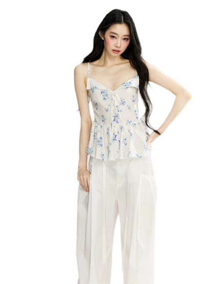 Ruffled Tie Floral Camisole