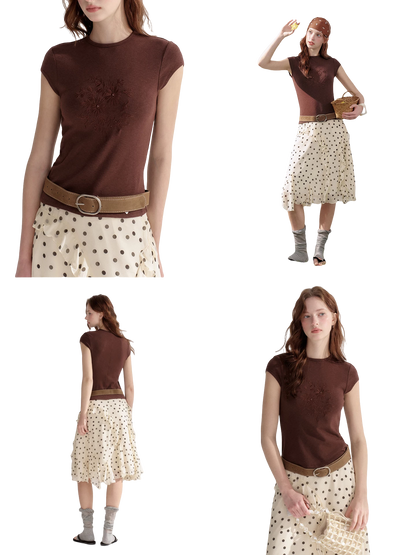 Embroidered Slim Fit Round Neck T-shirt