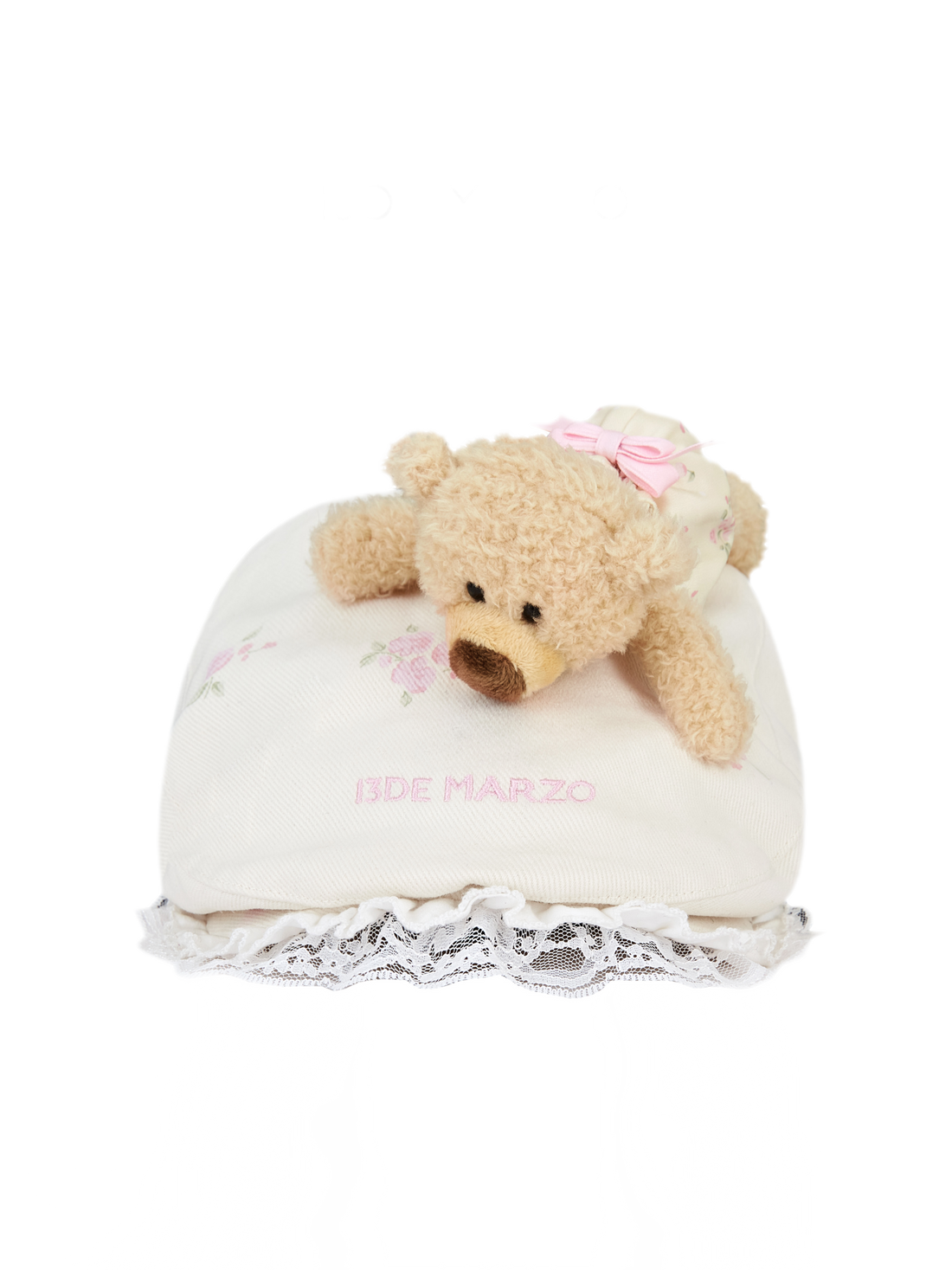 13DE MARZO Floral Ruffle Embroidered Cap – Hats