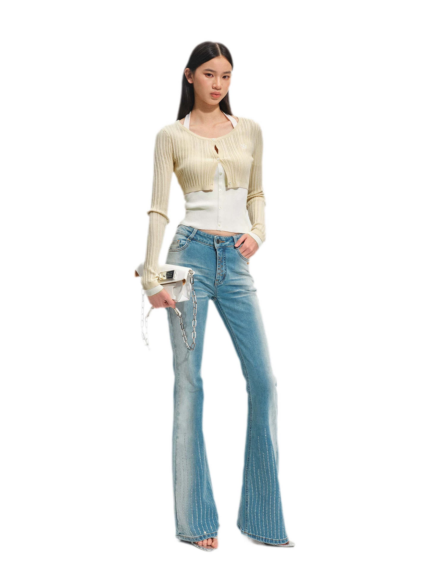 Shimmer Micro-Flare Jeans