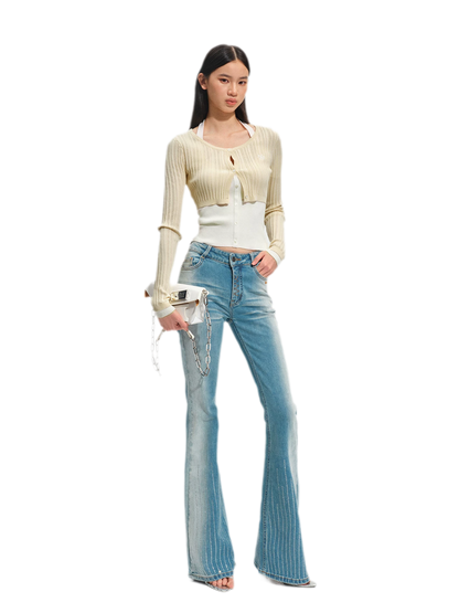 Shimmer Micro-Flare Jeans