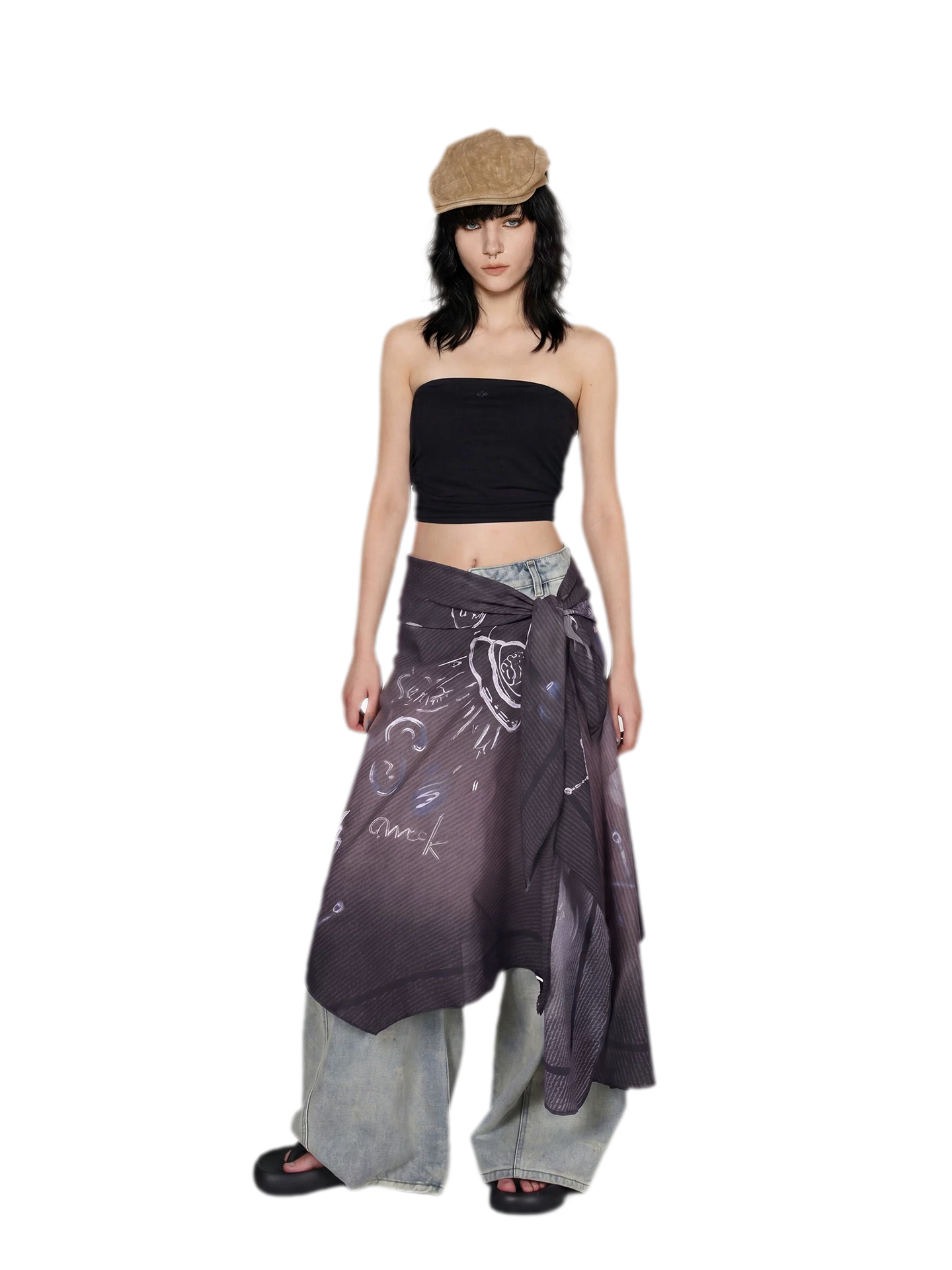Graffiti Print Silk Scarf