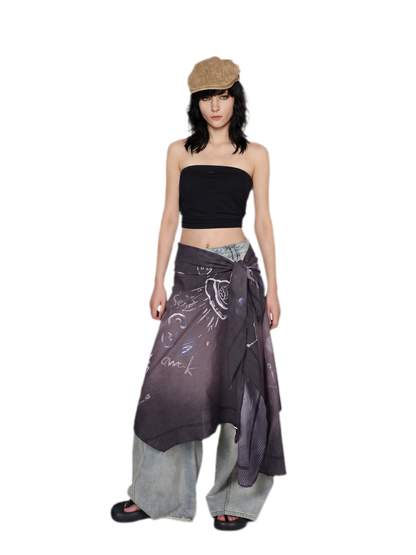 Graffiti Print Silk Scarf