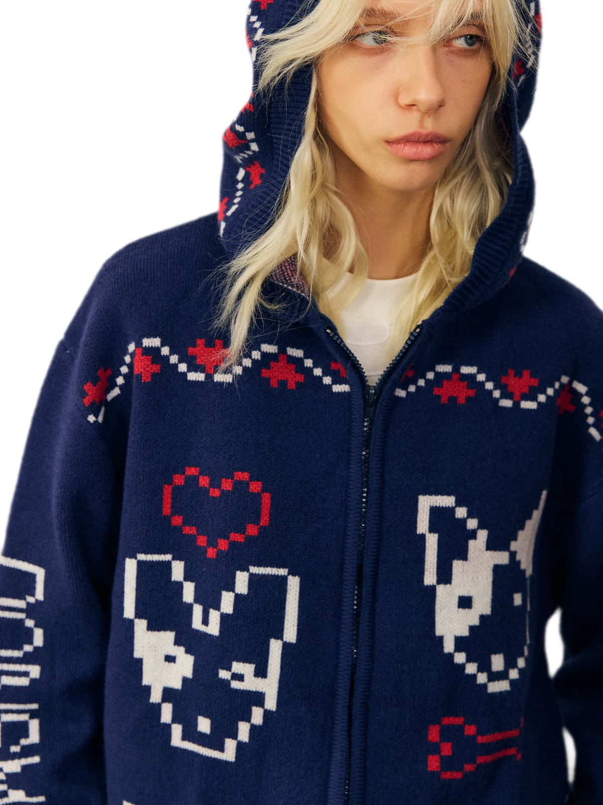 Fair Isle Hooded Zip Sweater