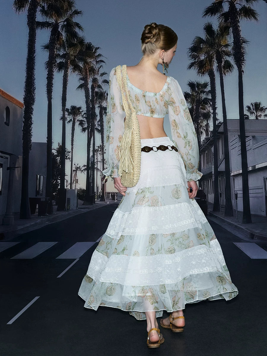 Chiffon Patchwork Maxi Skirt